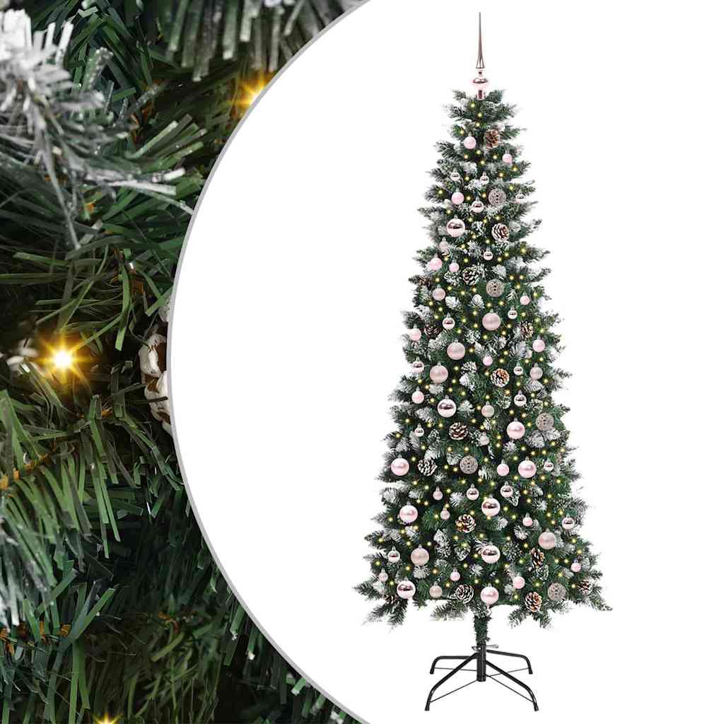 VidaXL sapin de Noël artificiel avec 300 LED vertes, 210 cm PVC et plastique et acier