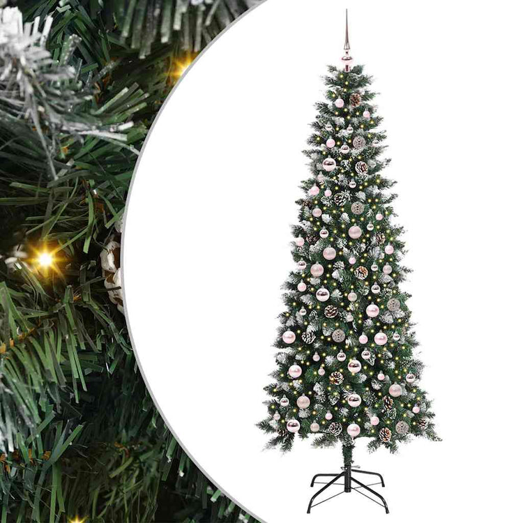 VidaXL sapin de Noël artificiel avec 300 LED vertes, 210 cm PVC et plastique et acier