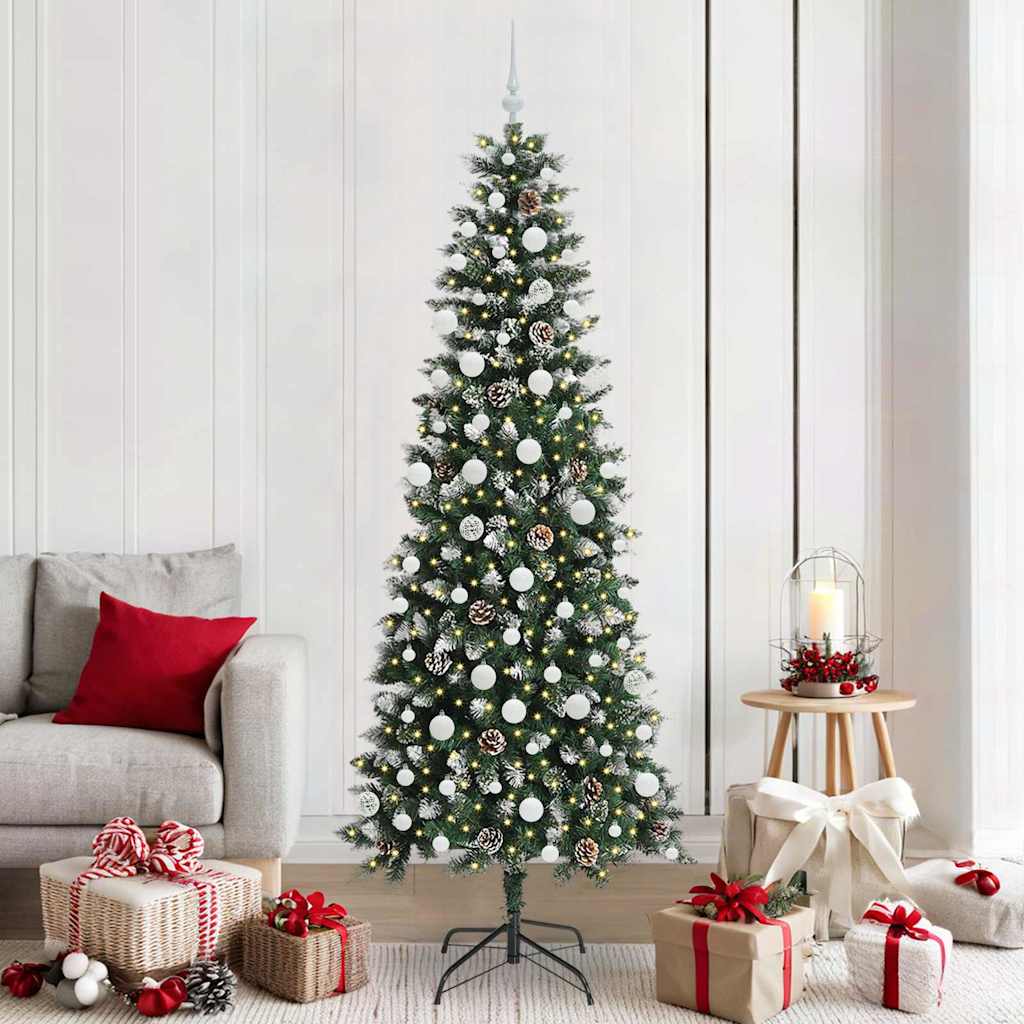 VidaXL sapin de Noël artificiel avec 300 LED vertes, 210 cm PVC et plastique et acier