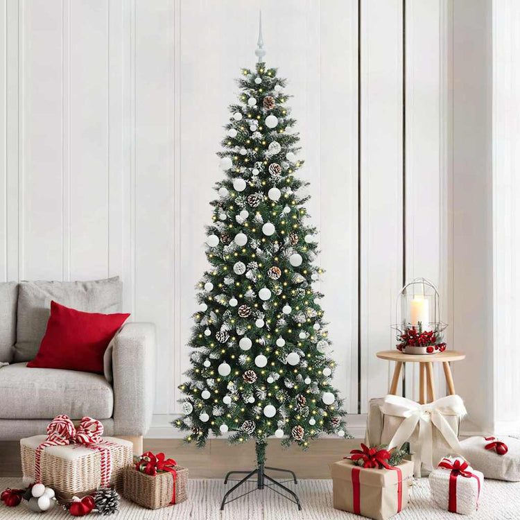 VidaXL sapin de Noël artificiel avec 300 LED vertes, 210 cm PVC et plastique et acier