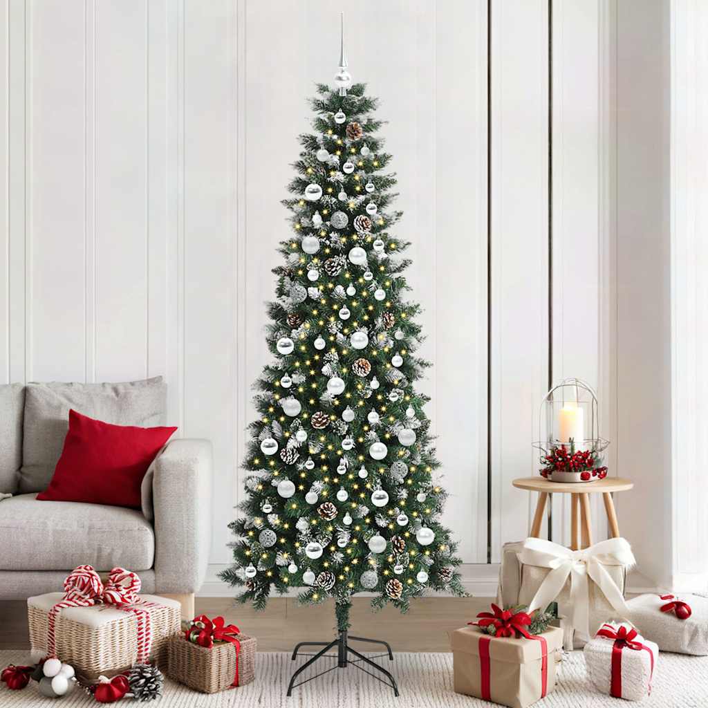 VidaXL sapin de Noël artificiel avec 300 LED vertes, 210 cm PVC et plastique et acier