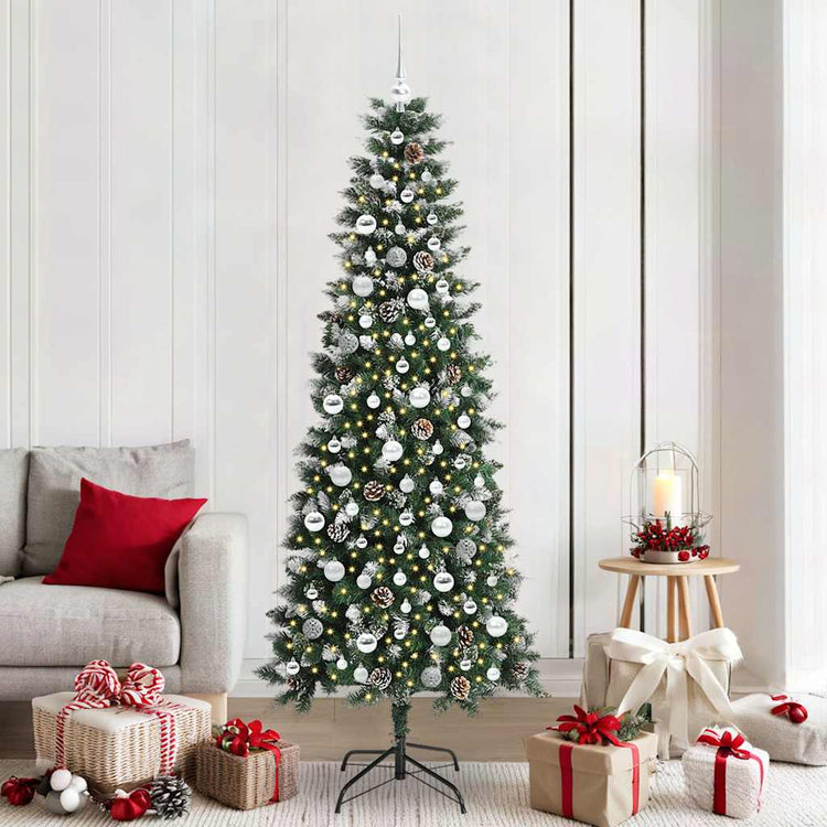 VidaXL sapin de Noël artificiel avec 300 LED vertes, 210 cm PVC et plastique et acier