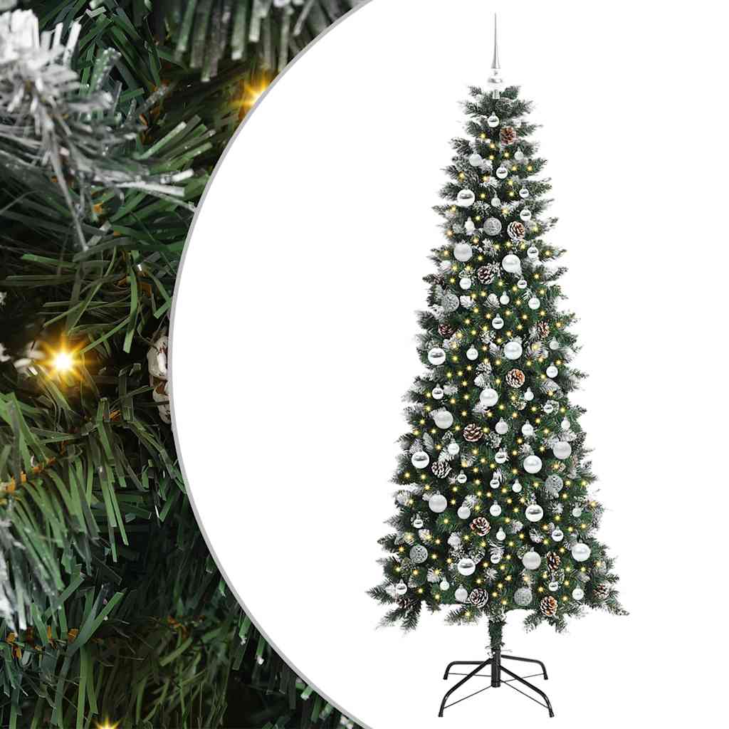 VidaXL sapin de Noël artificiel avec 300 LED vertes, 210 cm PVC et plastique et acier
