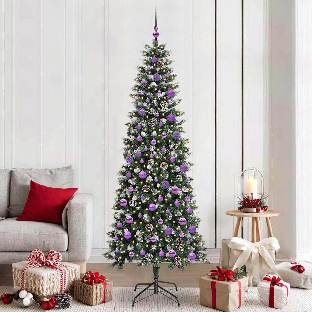 VidaXL sapin de Noël artificiel avec 300 LED vertes, 210 cm PVC et plastique et acier