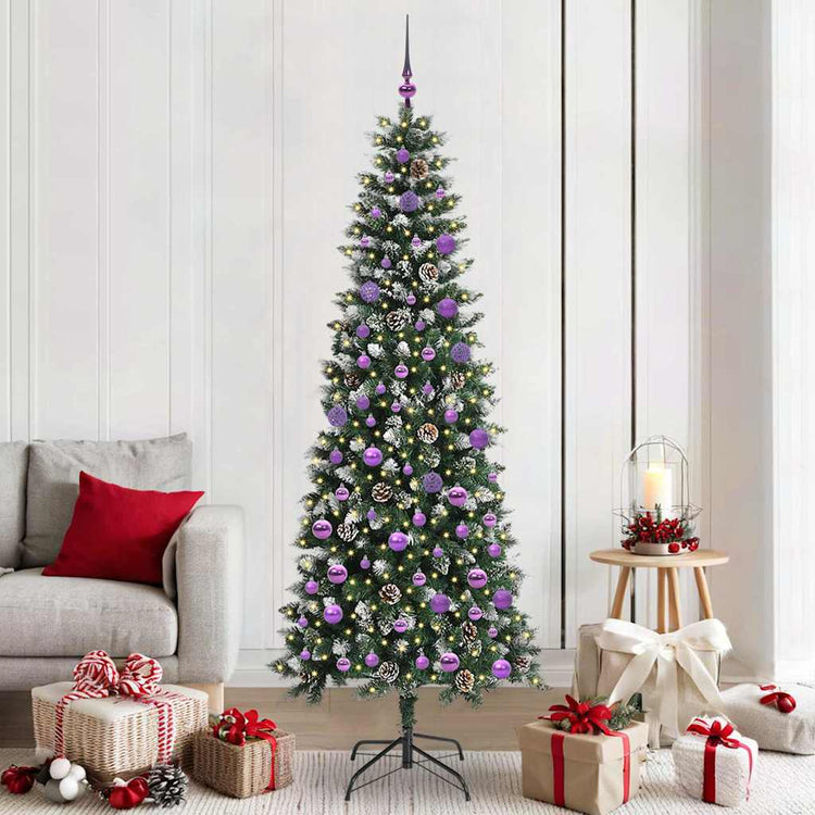 VidaXL sapin de Noël artificiel avec 300 LED vertes, 210 cm PVC et plastique et acier