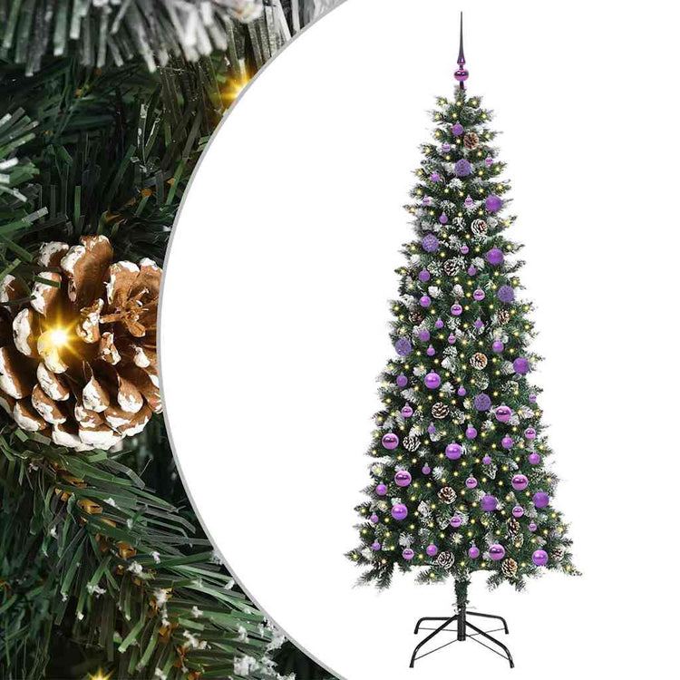 VidaXL sapin de Noël artificiel avec 300 LED vertes, 210 cm PVC et plastique et acier