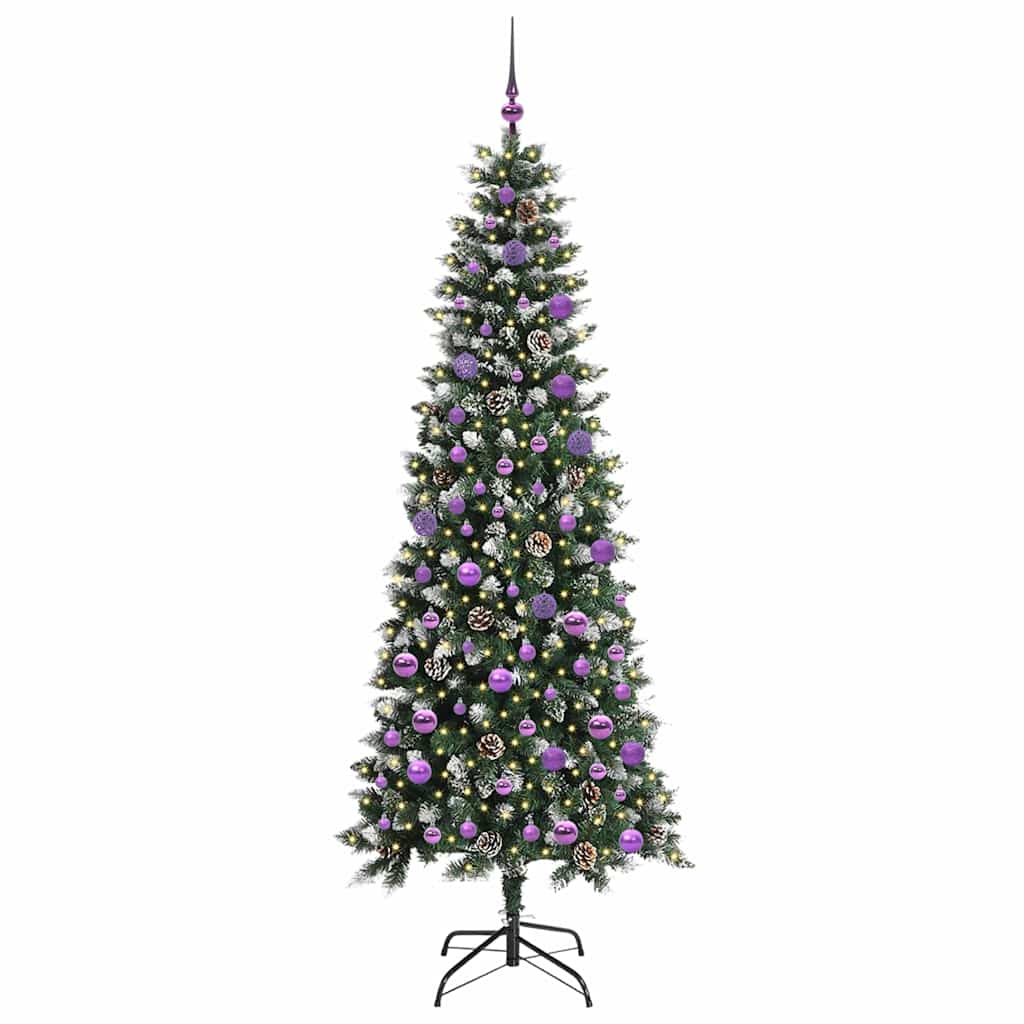 VidaXL sapin de Noël artificiel avec 300 LED vertes, 210 cm PVC et plastique et acier