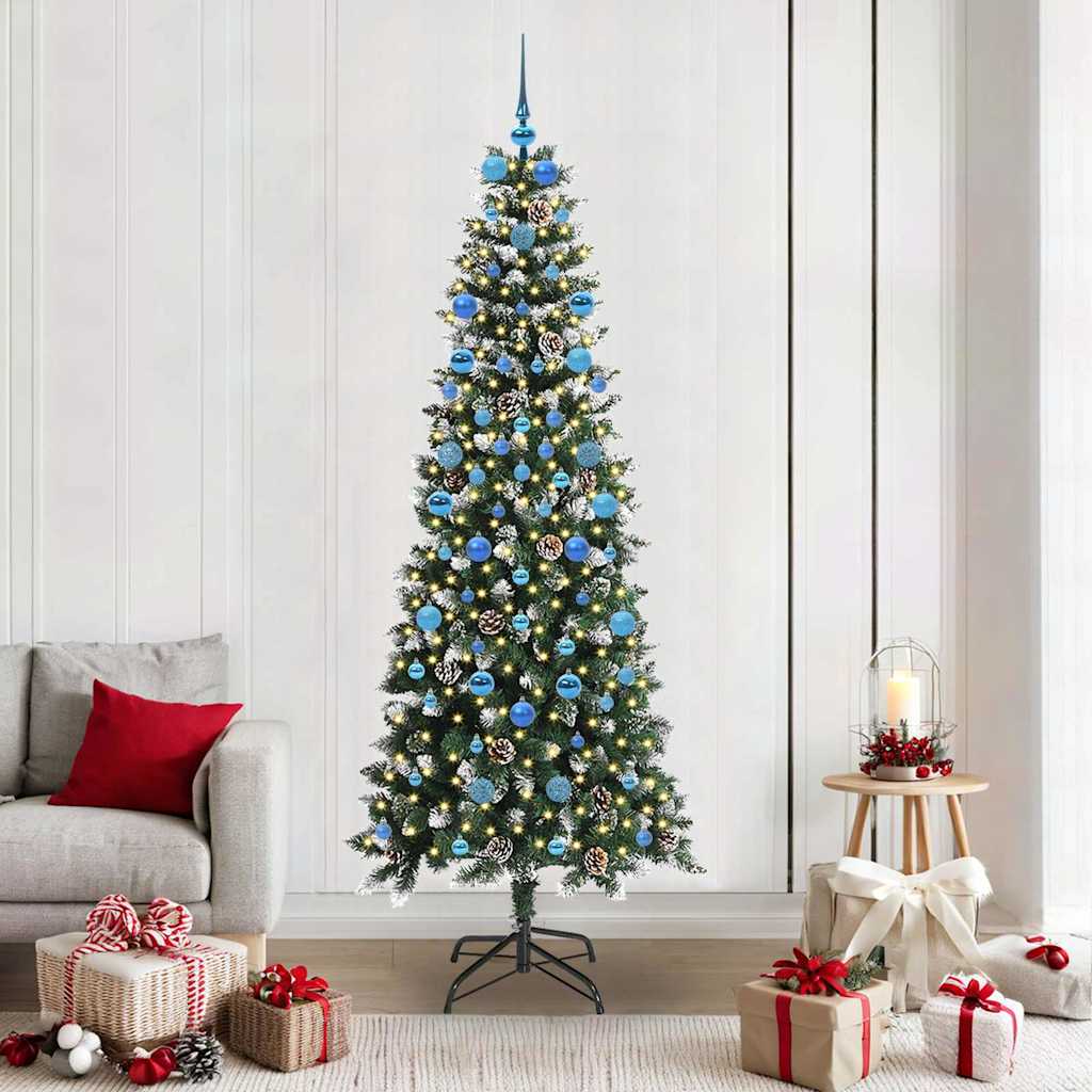 VidaXL sapin de Noël artificiel avec 300 LED vertes, 210 cm PVC et plastique et acier