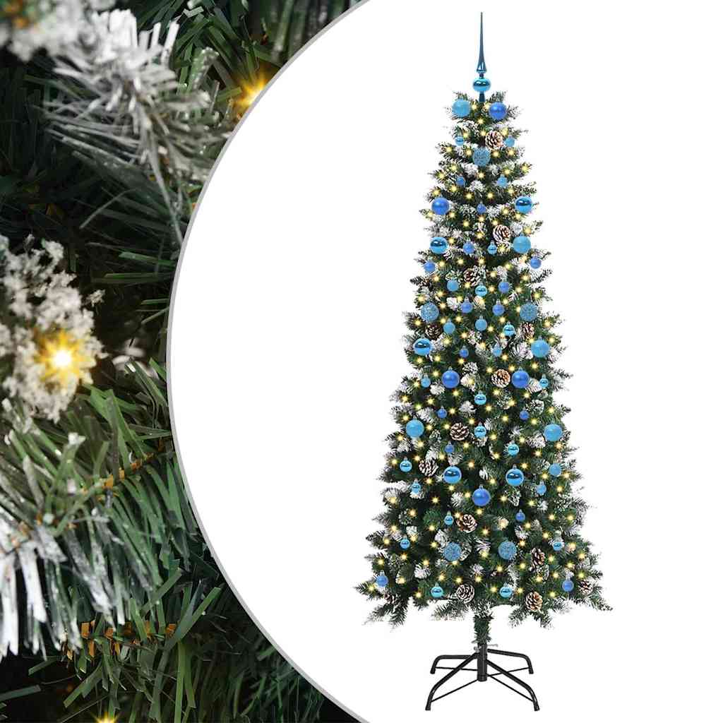 VidaXL sapin de Noël artificiel avec 300 LED vertes, 210 cm PVC et plastique et acier