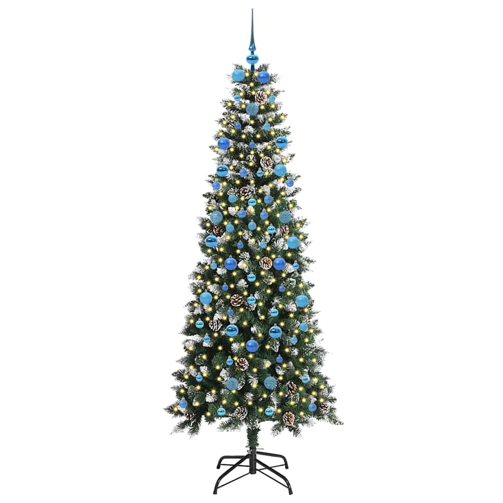 VidaXL sapin de Noël artificiel avec 300 LED vertes, 210 cm PVC et plastique et acier