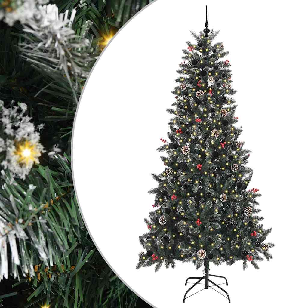 Vidaxx sapin de Noël artificiel avec 300 LED vertes, 240 cm PVC et plastique et acier
