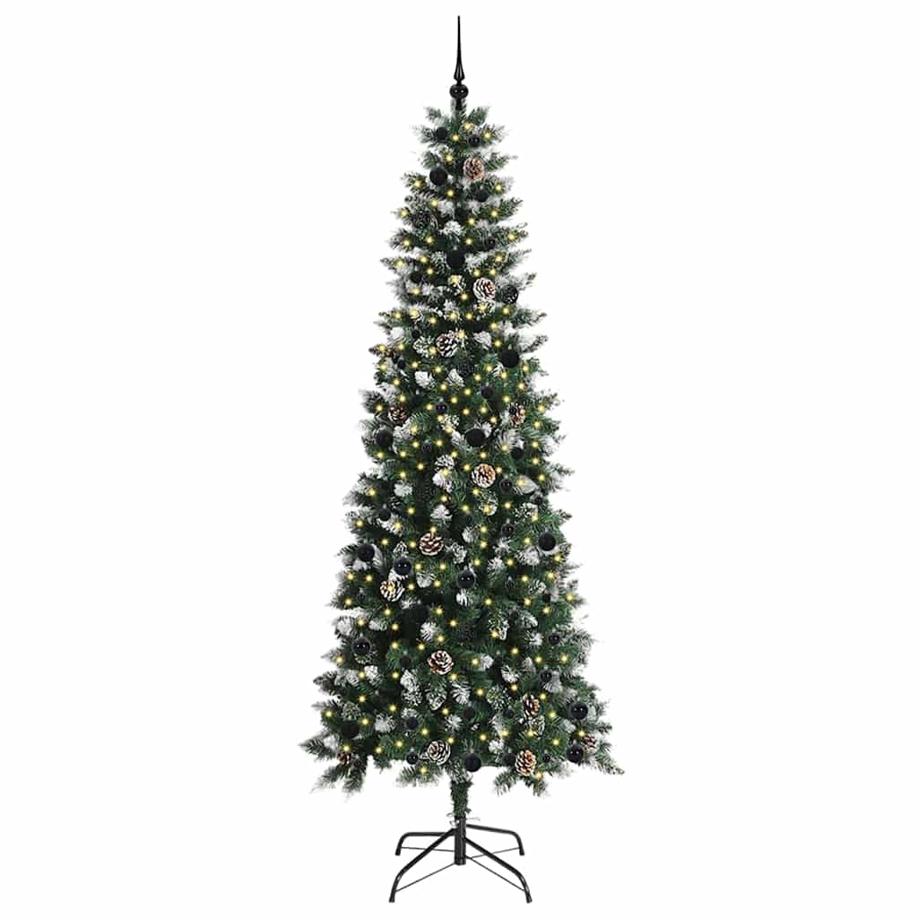 Vidaxx sapin de Noël artificiel avec 300 LED vertes, 240 cm PVC et plastique et acier