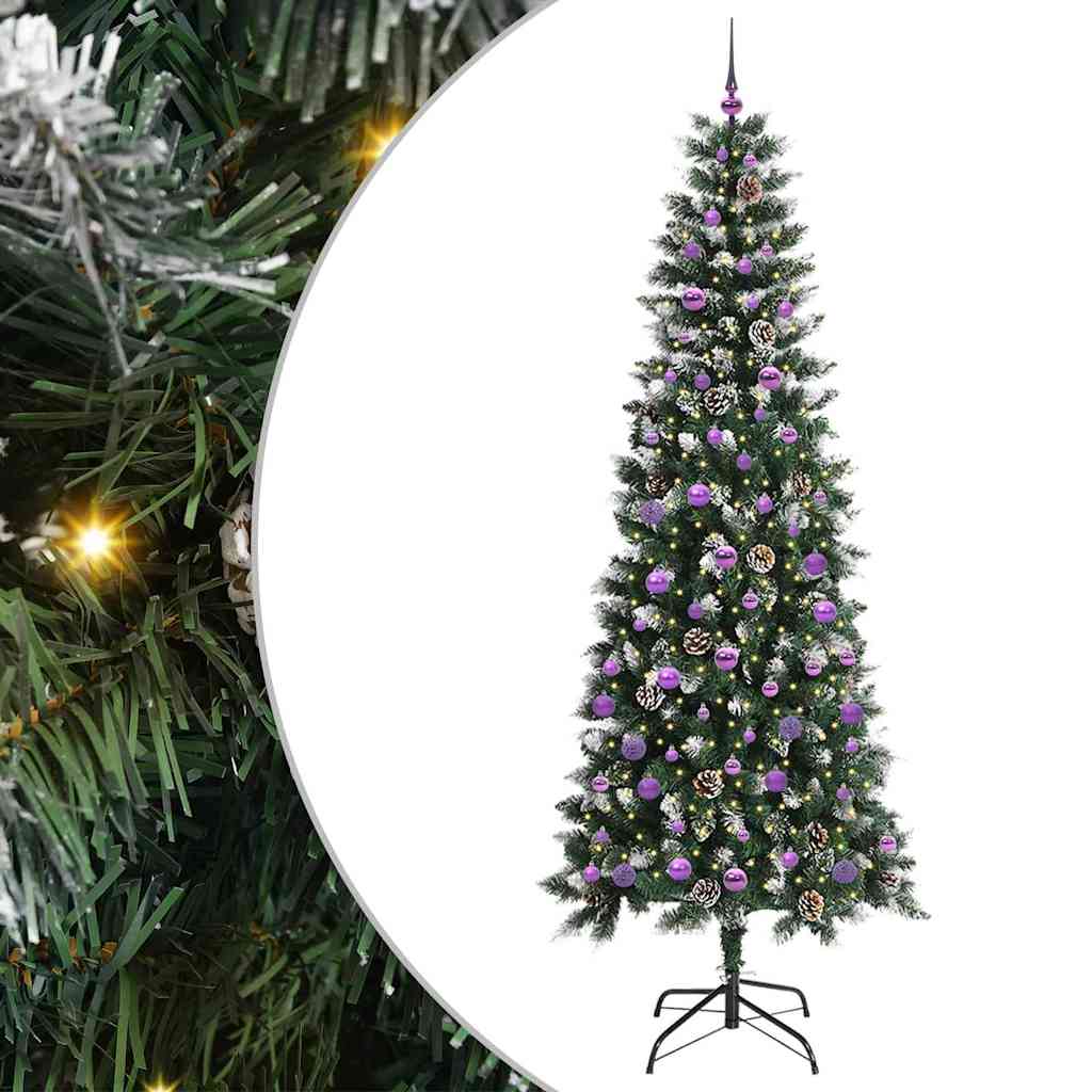 Vidaxx sapin de Noël artificiel avec 300 LED vertes, 240 cm PVC et plastique et acier