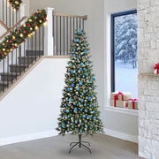 Vidaxx sapin de Noël artificiel avec 300 LED vertes, 240 cm PVC et plastique et acier - afbeelding 1