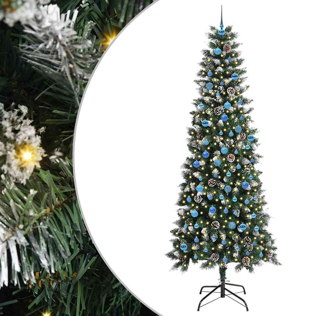 Vidaxx sapin de Noël artificiel avec 300 LED vertes, 240 cm PVC et plastique et acier