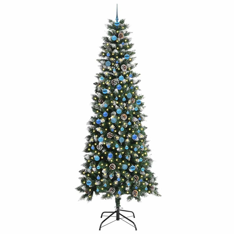 Vidaxx sapin de Noël artificiel avec 300 LED vertes, 240 cm PVC et plastique et acier