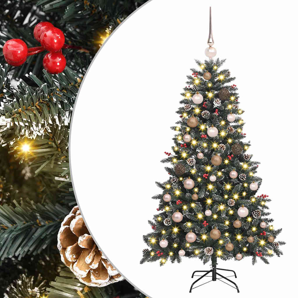 Vidaxx sapin de Noël artificiel avec 150 LED vertes, 150 cm PVC et plastique et acier