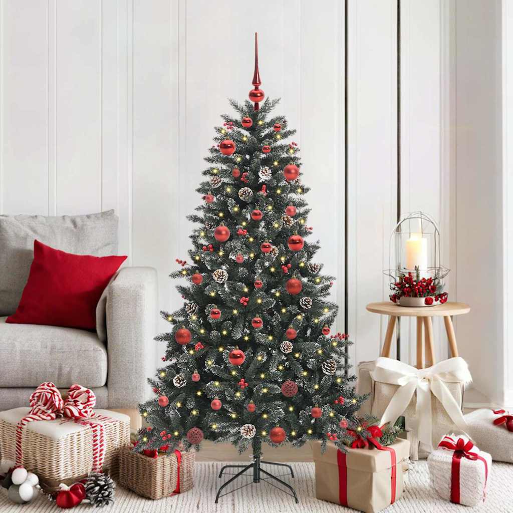 VidaXL sapin de Noël artificiel avec 150 LED vertes, 150 cm PVC et plastique et acier