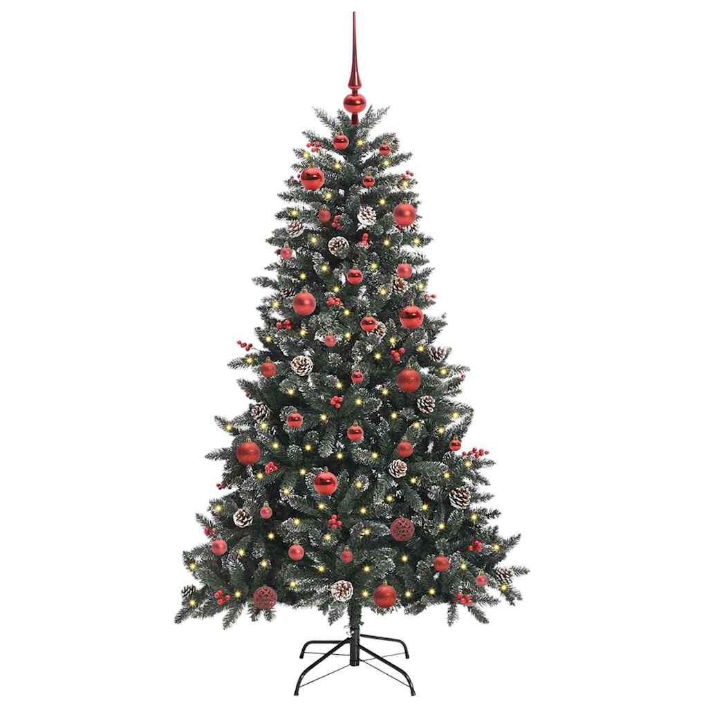 VidaXL sapin de Noël artificiel avec 150 LED vertes, 150 cm PVC et plastique et acier