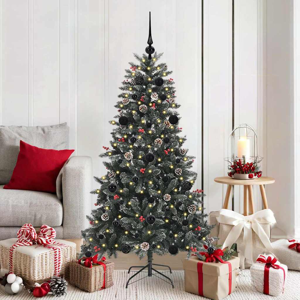 VidaXL sapin de Noël artificiel avec 150 LED vertes, 150 cm PVC et plastique et acier
