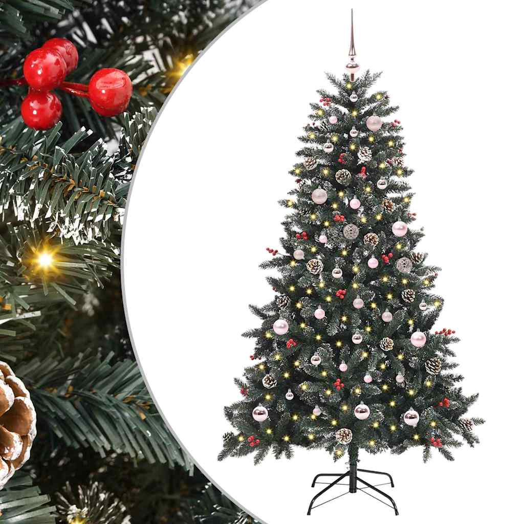 VidaXL sapin de Noël artificiel avec 150 LED vertes, 150 cm PVC et plastique et acier