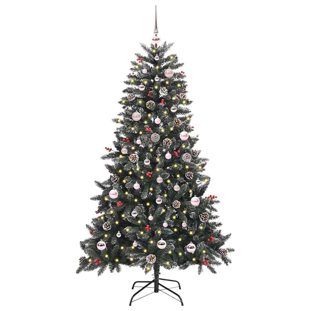VidaXL sapin de Noël artificiel avec 150 LED vertes, 150 cm PVC et plastique et acier