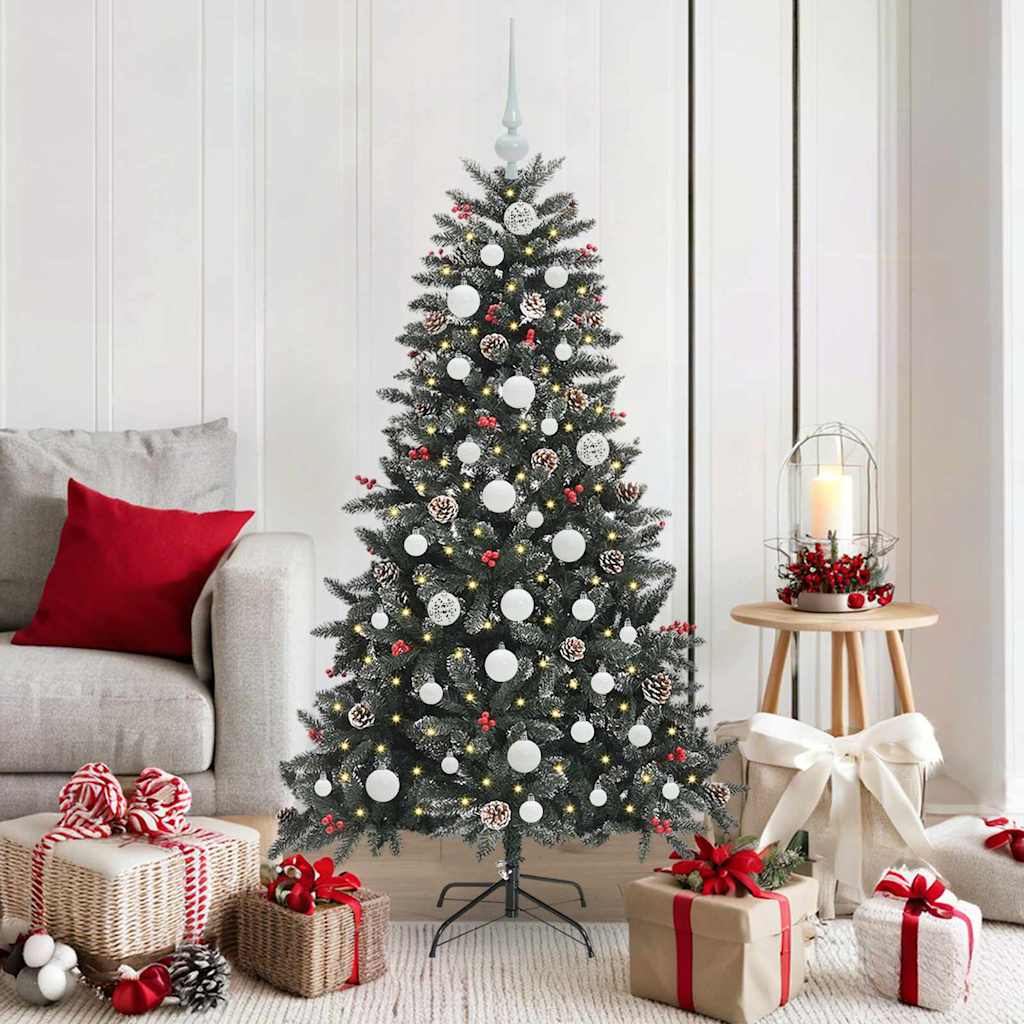 VidaXL sapin de Noël artificiel avec 150 LED vertes, 150 cm PVC et plastique et acier