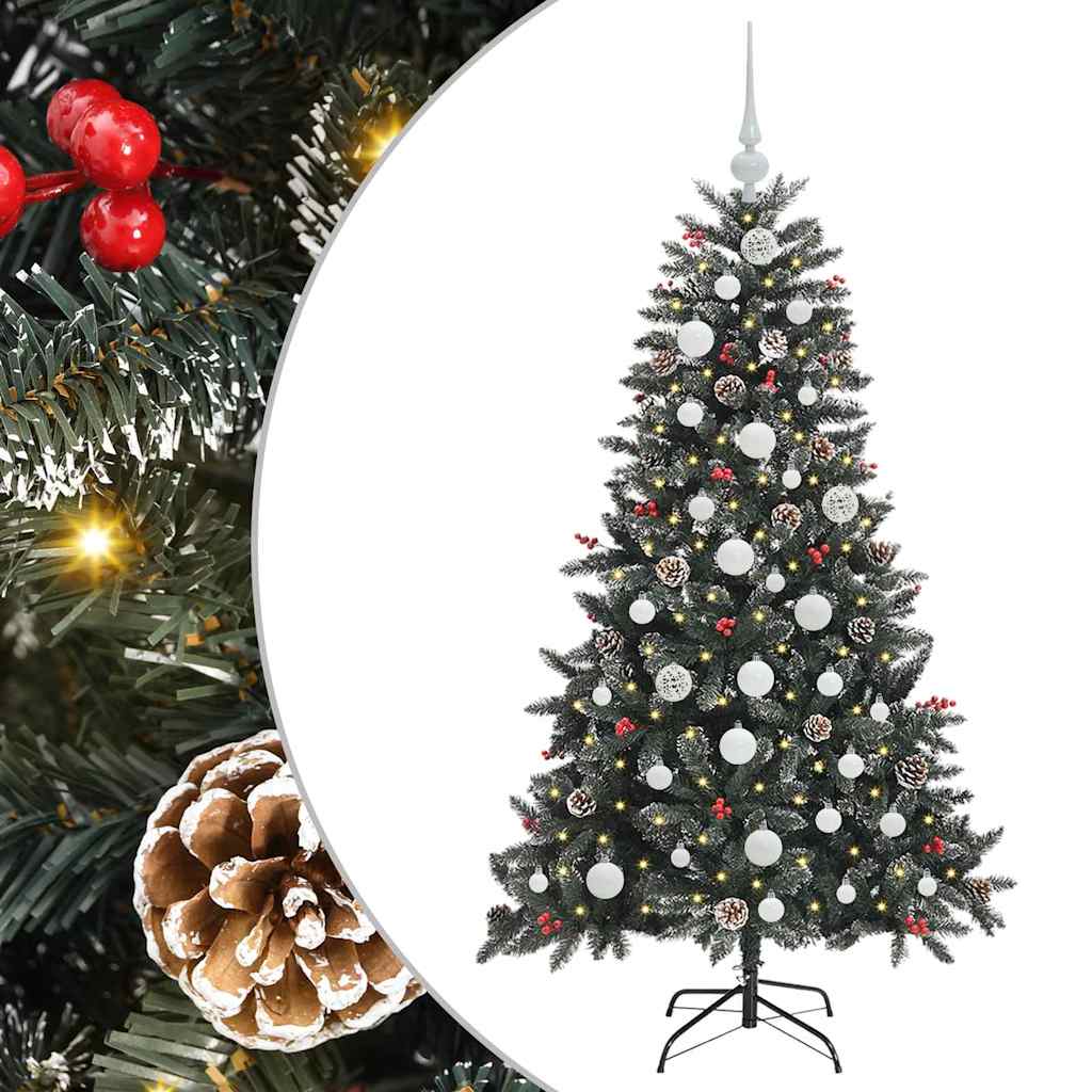 VidaXL sapin de Noël artificiel avec 150 LED vertes, 150 cm PVC et plastique et acier