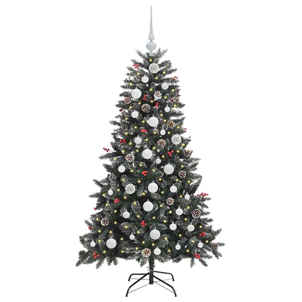 VidaXL sapin de Noël artificiel avec 150 LED vertes, 150 cm PVC et plastique et acier