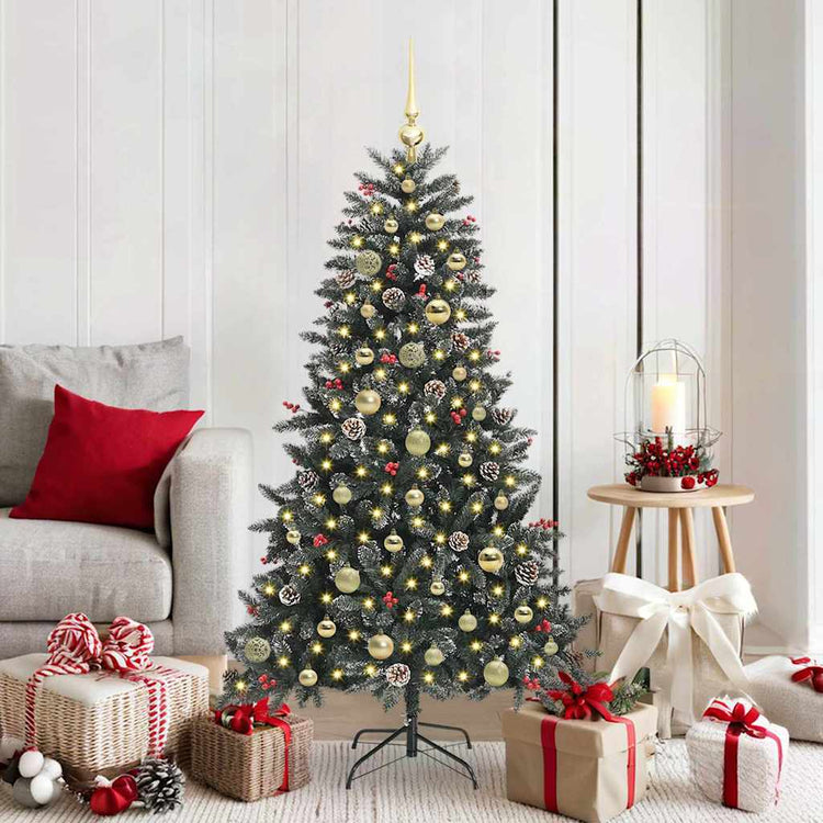 VidaXL sapin de Noël artificiel avec 150 LED vertes, 150 cm PVC et plastique et acier