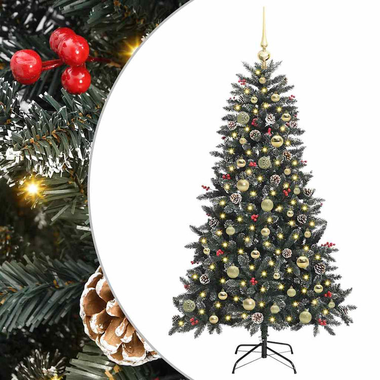 VidaXL sapin de Noël artificiel avec 150 LED vertes, 150 cm PVC et plastique et acier
