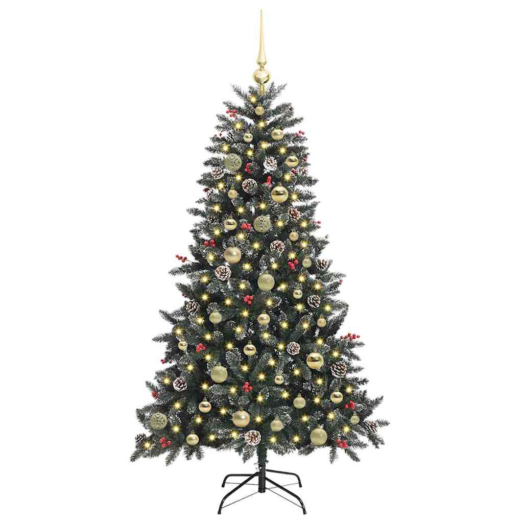 VidaXL sapin de Noël artificiel avec 150 LED vertes, 150 cm PVC et plastique et acier