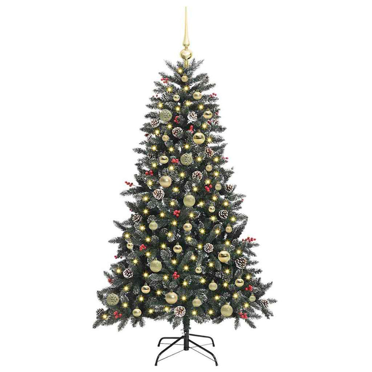 VidaXL sapin de Noël artificiel avec 150 LED vertes, 150 cm PVC et plastique et acier