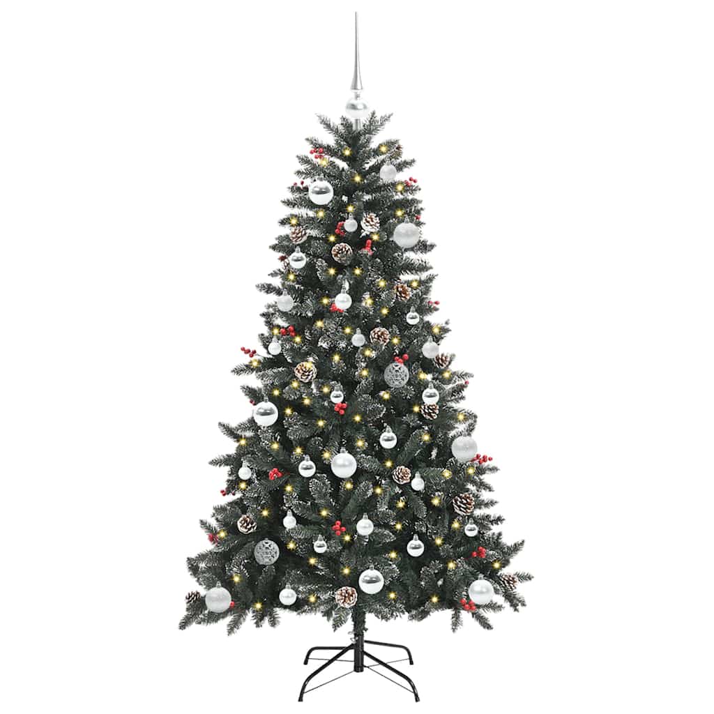 VidaXL sapin de Noël artificiel avec 150 LED vertes, 150 cm PVC et plastique et acier