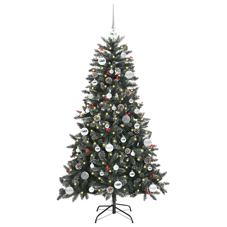 VidaXL sapin de Noël artificiel avec 150 LED vertes, 150 cm PVC et plastique et acier