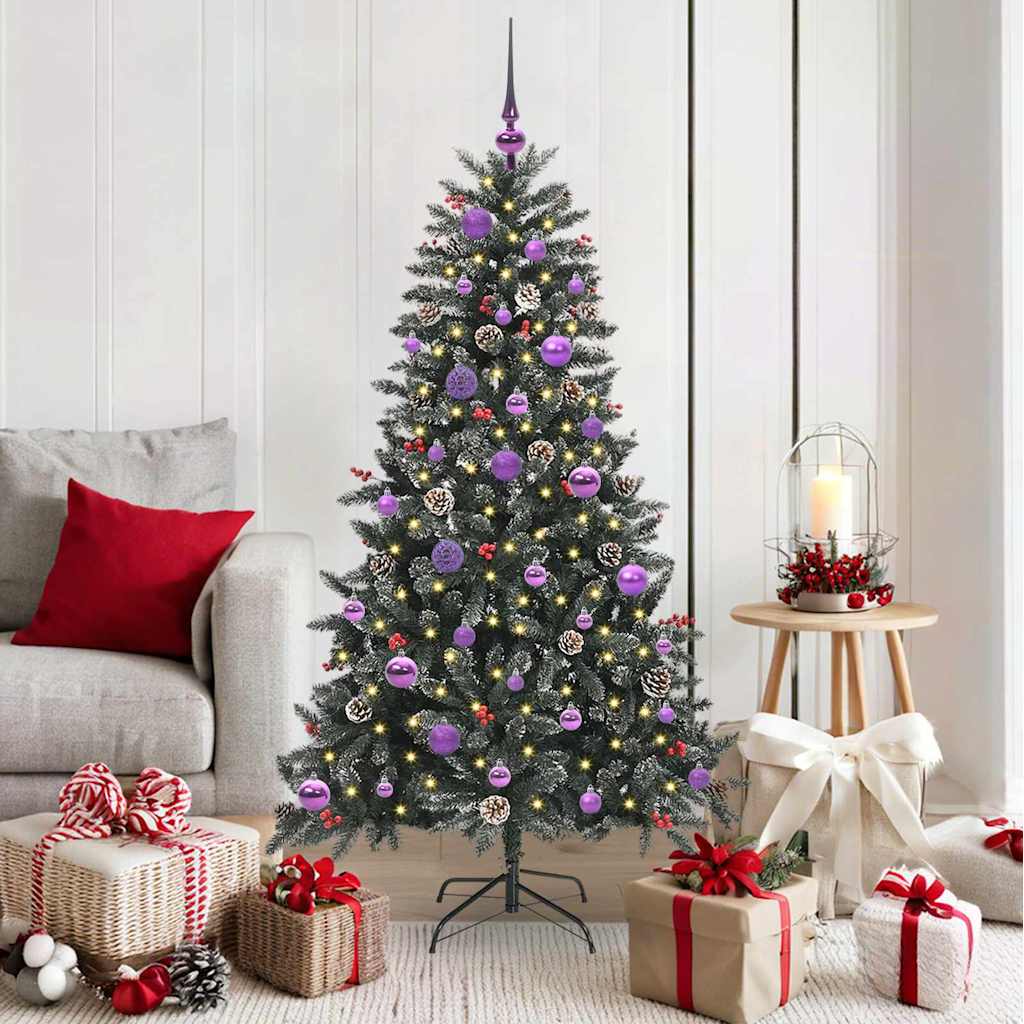 VidaXL sapin de Noël artificiel avec 150 LED vertes, 150 cm PVC et plastique et acier