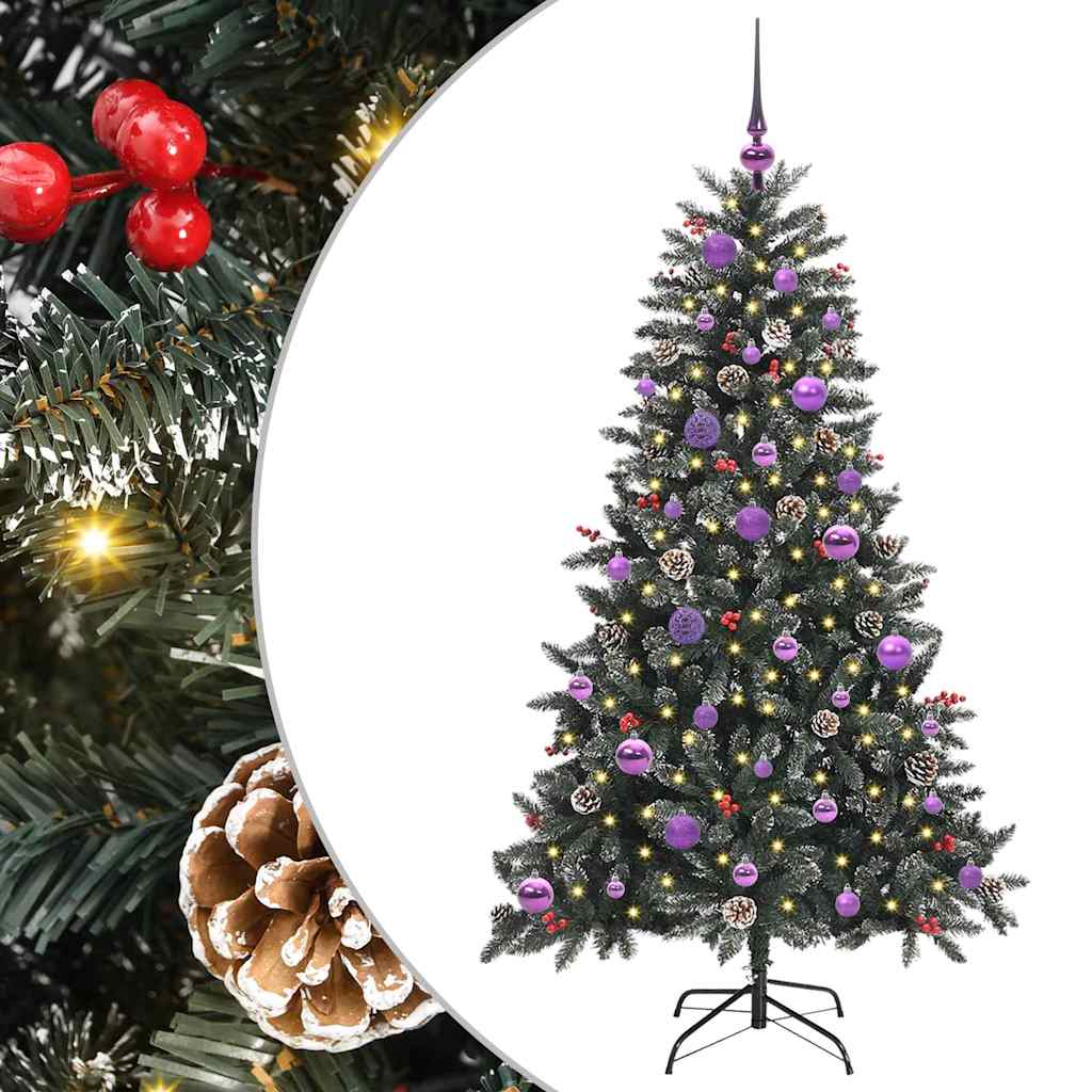 VidaXL sapin de Noël artificiel avec 150 LED vertes, 150 cm PVC et plastique et acier