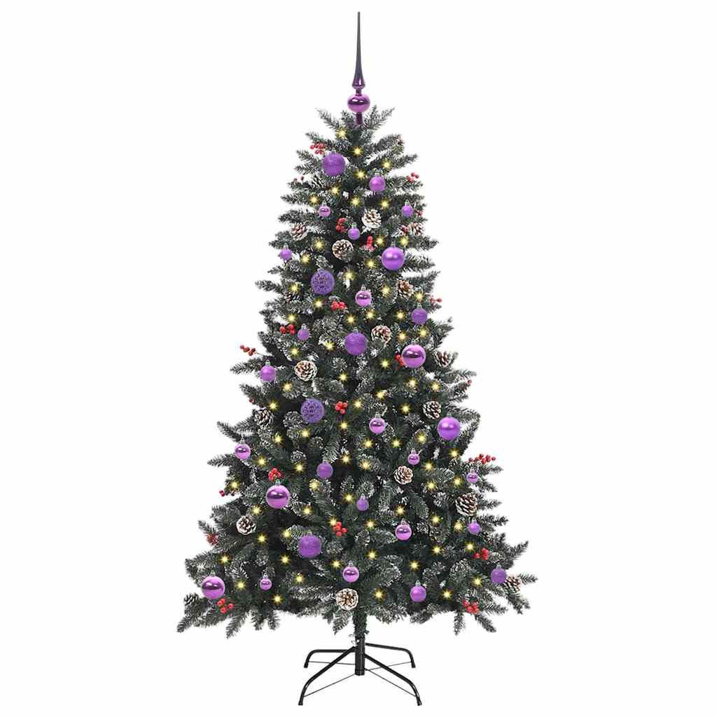 VidaXL sapin de Noël artificiel avec 150 LED vertes, 150 cm PVC et plastique et acier