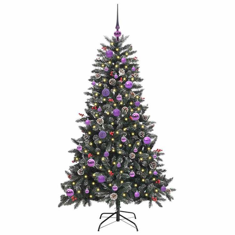 VidaXL sapin de Noël artificiel avec 150 LED vertes, 150 cm PVC et plastique et acier