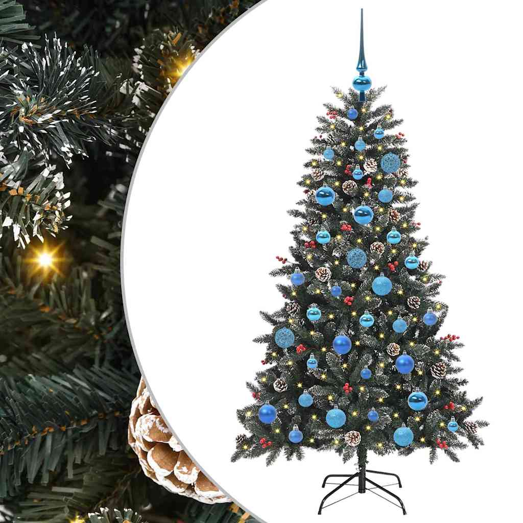 VidaXL sapin de Noël artificiel avec 150 LED vertes, 150 cm PVC et plastique et acier