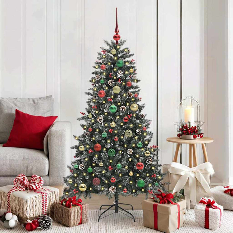 VidaXL sapin de Noël artificiel avec 150 LED vertes, 150 cm PVC et plastique et acier