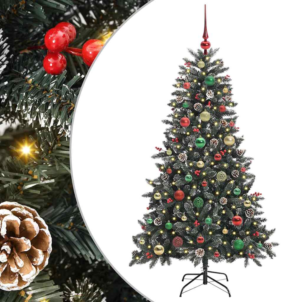 VidaXL sapin de Noël artificiel avec 150 LED vertes, 150 cm PVC et plastique et acier