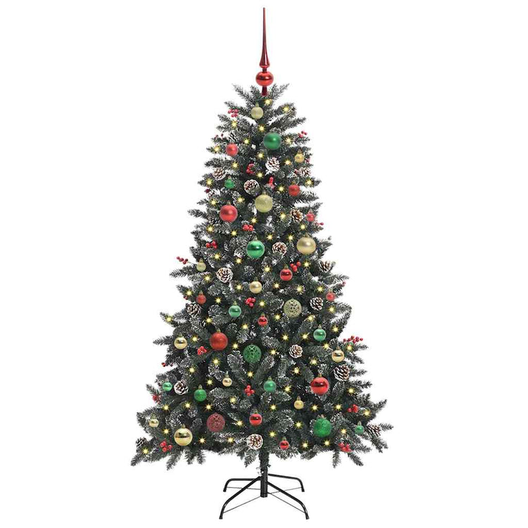 VidaXL sapin de Noël artificiel avec 150 LED vertes, 150 cm PVC et plastique et acier