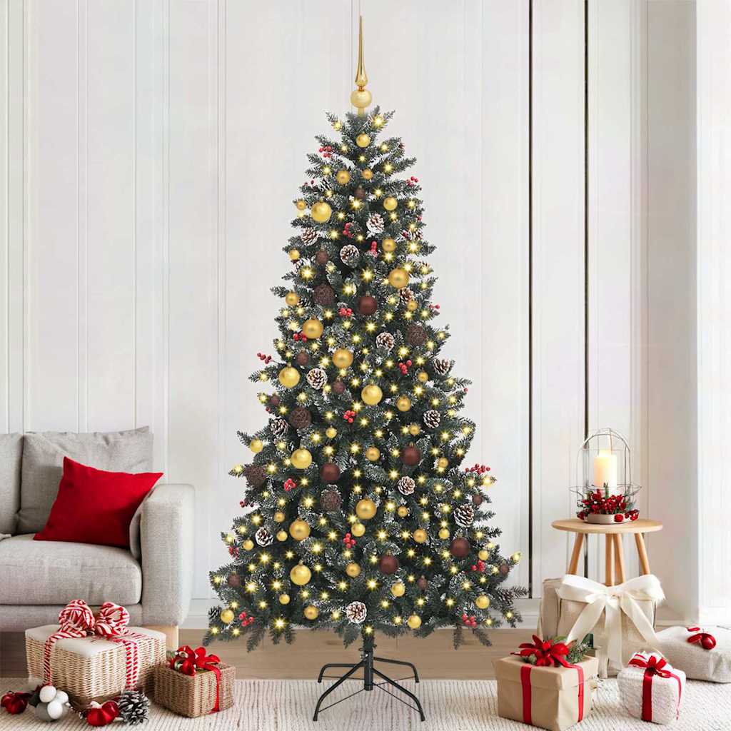 VidaXL sapin de Noël artificiel avec 300 LED vertes, 210 cm PVC et plastique et acier