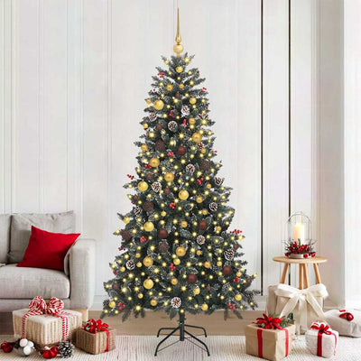 VidaXL sapin de Noël artificiel avec 300 LED vertes, 210 cm PVC et plastique et acier