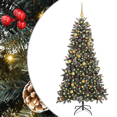 VidaXL sapin de Noël artificiel avec 300 LED vertes, 210 cm PVC et plastique et acier