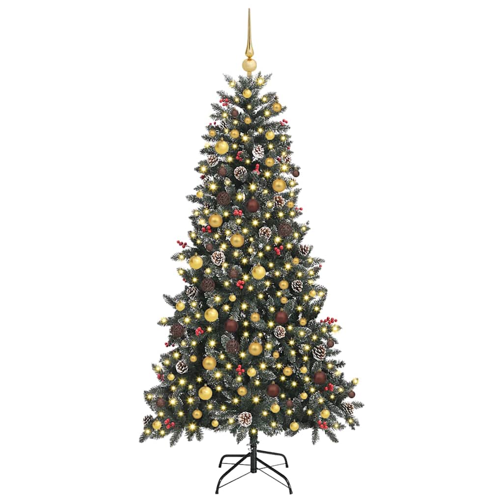 VidaXL sapin de Noël artificiel avec 300 LED vertes, 210 cm PVC et plastique et acier