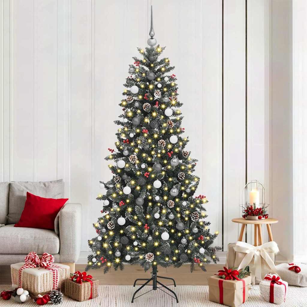 VidaXL sapin de Noël artificiel avec 300 LED vertes, 210 cm PVC et plastique et acier