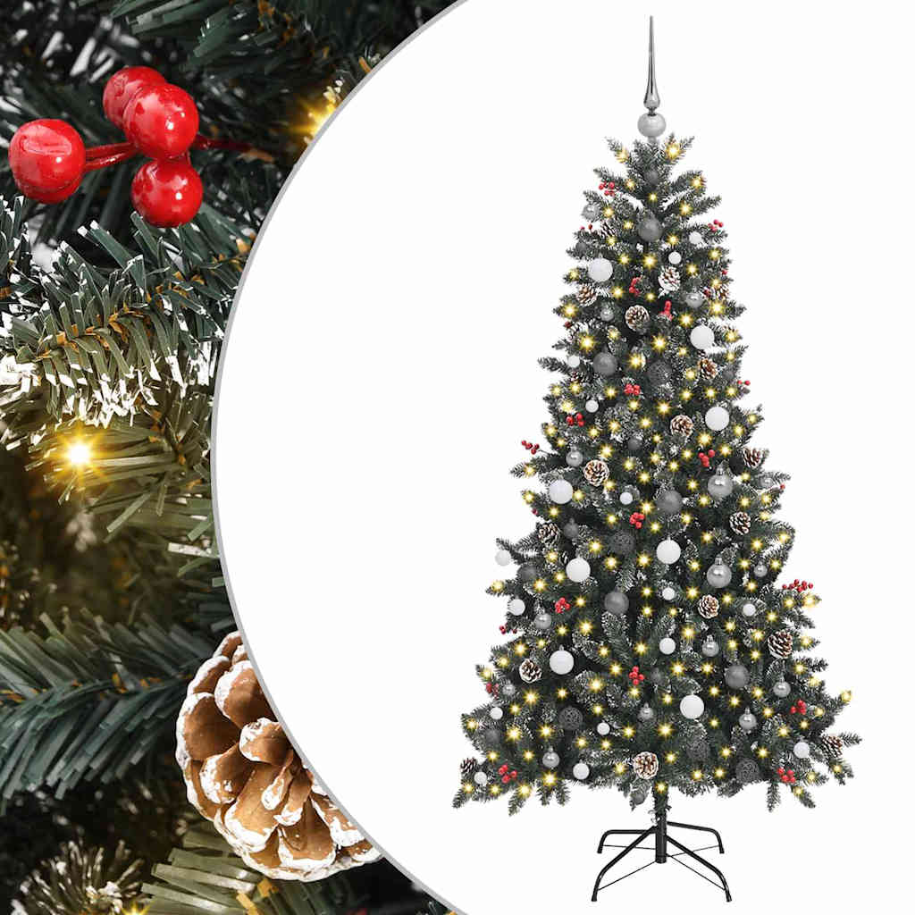 VidaXL sapin de Noël artificiel avec 300 LED vertes, 210 cm PVC et plastique et acier