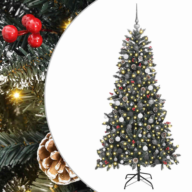 VidaXL sapin de Noël artificiel avec 300 LED vertes, 210 cm PVC et plastique et acier